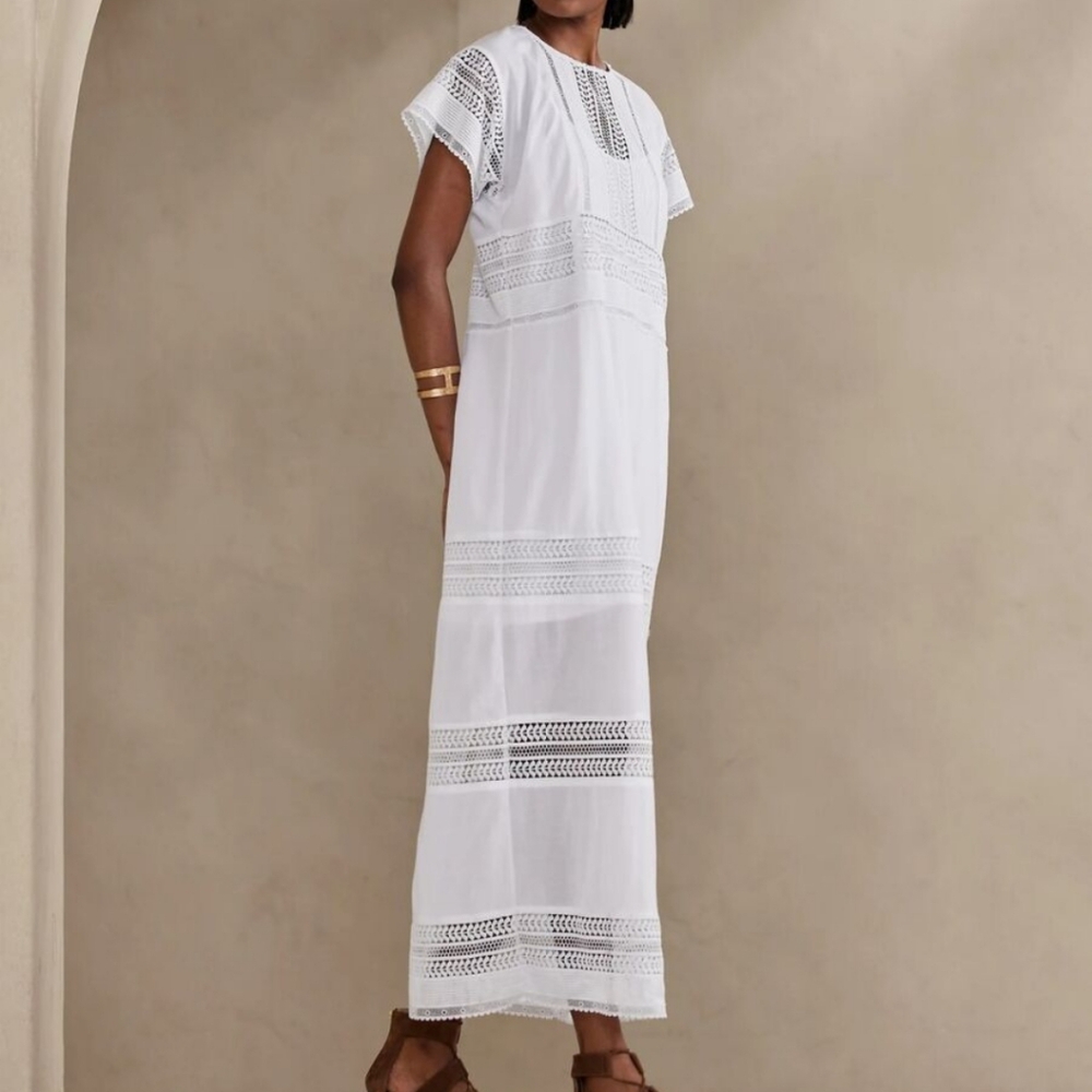 Banana Republic AURIENE LACE MAXI DRESS Feminine Cottagecore White XS